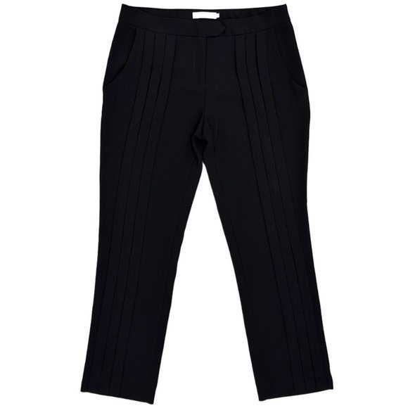 Anne Fontaine Sylvia Pleated Detail Mid-Rise Trouser Pants in Black Women’s Sz 8 - Picture 2 of 16